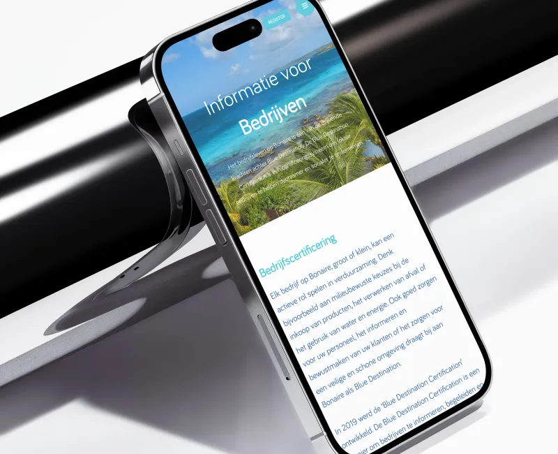 Detail van de website voor KVK Bonaire, 2