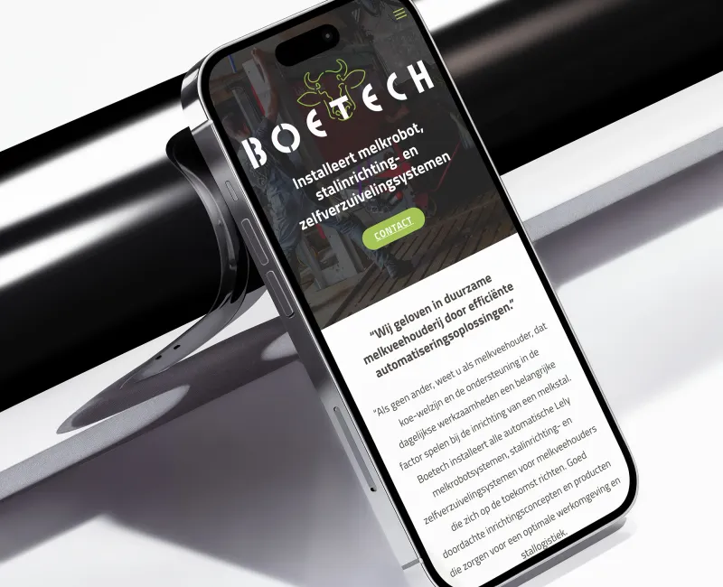 Detail van de website voor Boetech, 1