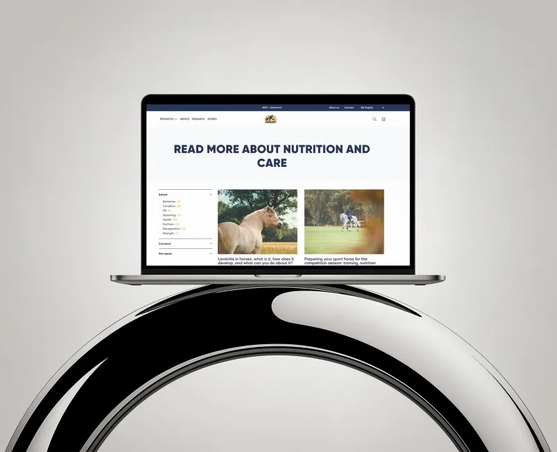Detail van de website voor Cavalor, 1