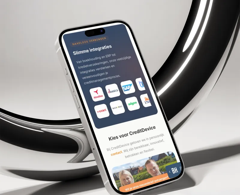 Detail van de website voor CreditDevice, 2