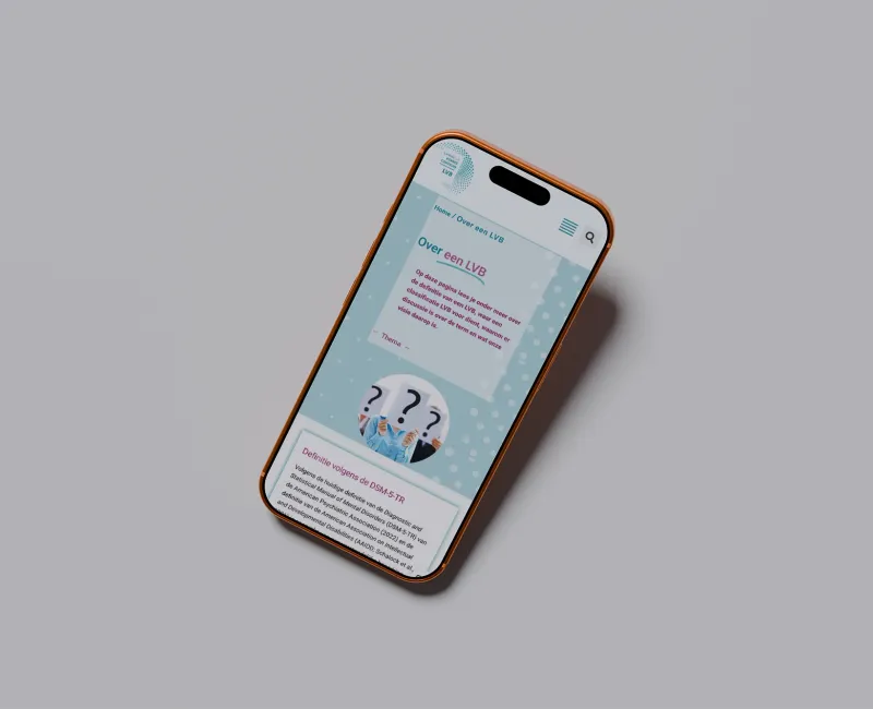 Detail van de website voor Kenniscentrum LVB, 1