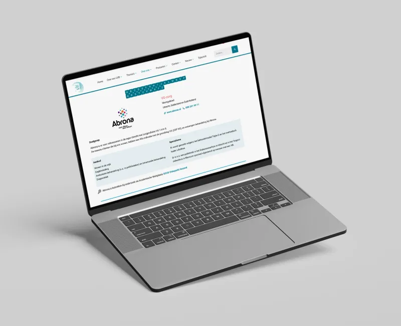 Detail van de website voor Kenniscentrum LVB, 2